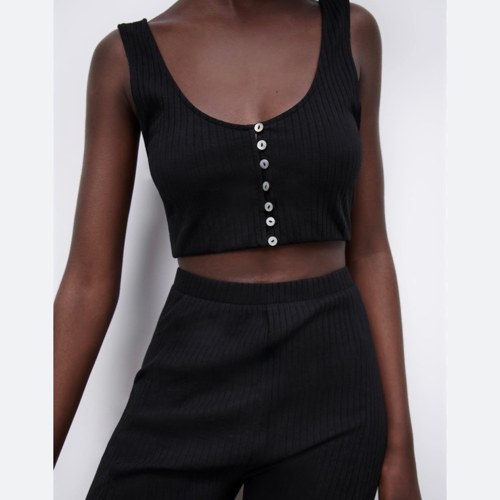 Zara Button Up Crop Top
